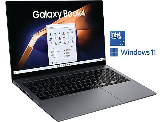 SAMSUNG Galaxy Book4, Notebook, mit 15,6 Zoll Display, Intel® Core™ 3,100U Prozessor, 8 GB RAM, 256 GB SSD, Intel® Core™ Onboard Graphics, Gray, Windows 11 Home (64 Bit)