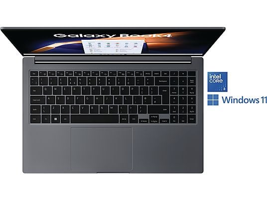 SAMSUNG Galaxy Book4, Notebook, mit 15,6 Zoll Display, Intel® Core™ 3,100U Prozessor, 8 GB RAM, 256 GB SSD, Intel® Core™ Onboard Graphics, Gray, Windows 11 Home (64 Bit)