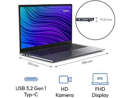 MEDION E17433 (MD62659), Notebook, mit 17,3 Zoll Display, Intel® Core™ i7,i7-13620H Prozessor, 16 GB RAM, 1 TB SSD, Intel® UHD Graphics, Galaxy Blue, Windows 11 Home (64 Bit)