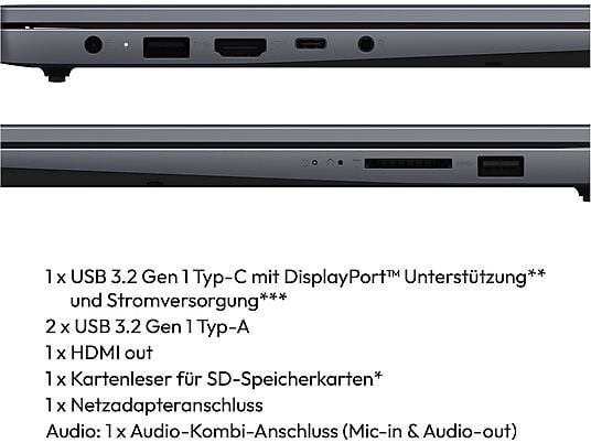 MEDION E15235 (MD62610), Notebook, mit 15,6 Zoll Display Core™ i3, 8 GB RAM, 512 GB SSD, Intel® UHD Graphics, silber, Windows 11 Home (64 Bit)