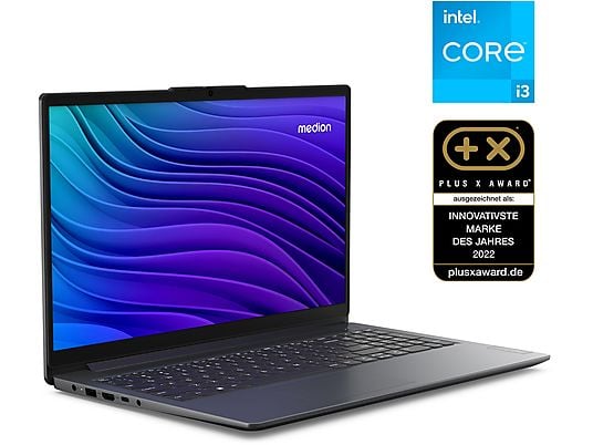 MEDION E15235 (MD62610), Notebook, mit 15,6 Zoll Display Core™ i3, 8 GB RAM, 512 GB SSD, Intel® UHD Graphics, silber, Windows 11 Home (64 Bit)