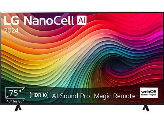 LG 75NANO81T6A NanoCell TV (Flat, 75 Zoll / 190 cm, UHD 4K, SMART TV, webOS 24 mit LG ThinQ)