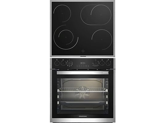 GRUNDIG GEHM19310BMPF Pyrolyse, Einbauherdset (Glaskeramikkochfeld, A+, 72 l)